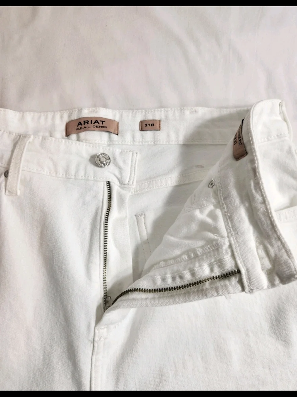 Ariat Wide Leg Jeans Women's Size 31 R White Ultra High Rise Stretch Crop NWT 54 - Picture 10 of 15